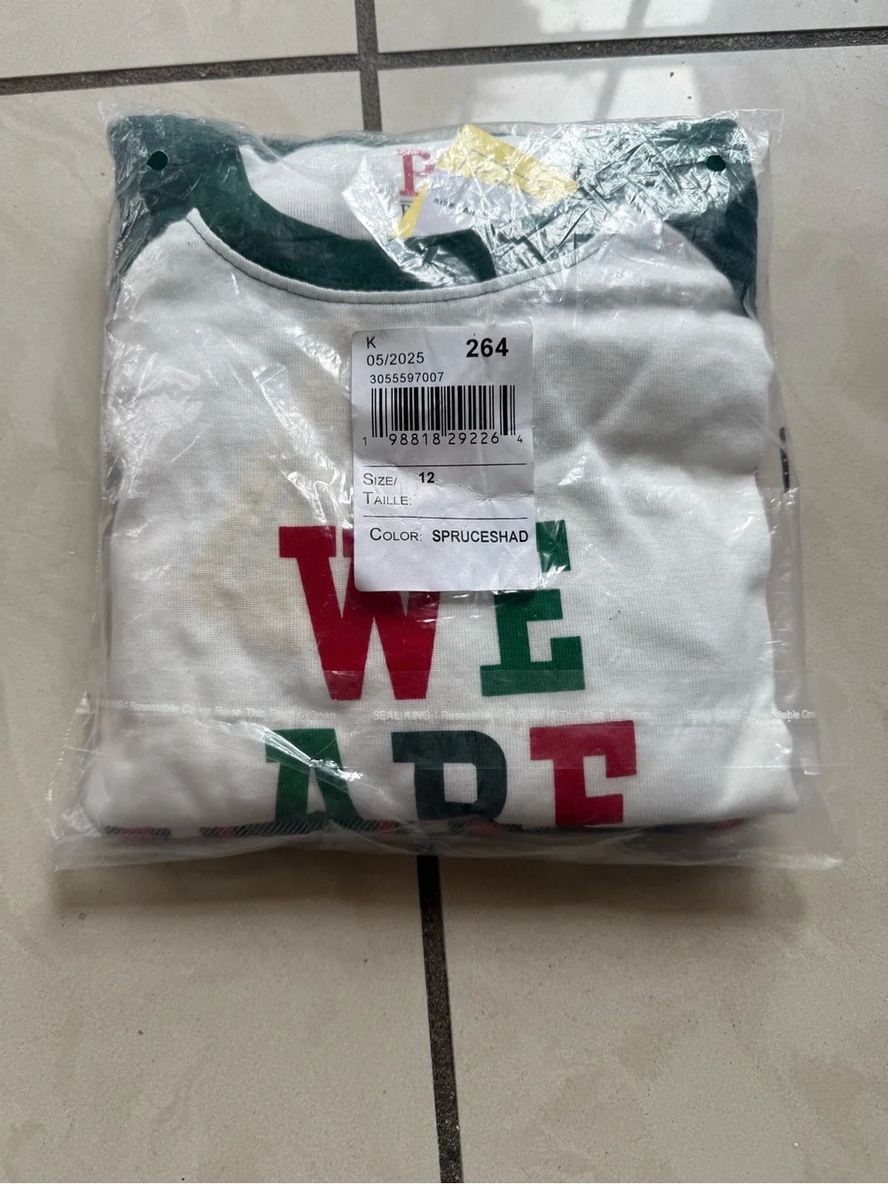The Children's Place Green & White 'We Are Family' Plaid Holiday Pajama Set